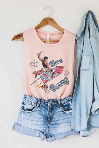 Just Here To Bang Graphic Tank Top