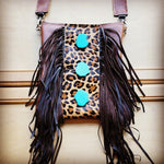 Crossbody Handbag with Leopard & Turquoise Slabs