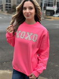 Neon Pink XOXO Glitter Patch Sweatshirt PLUS SIZE