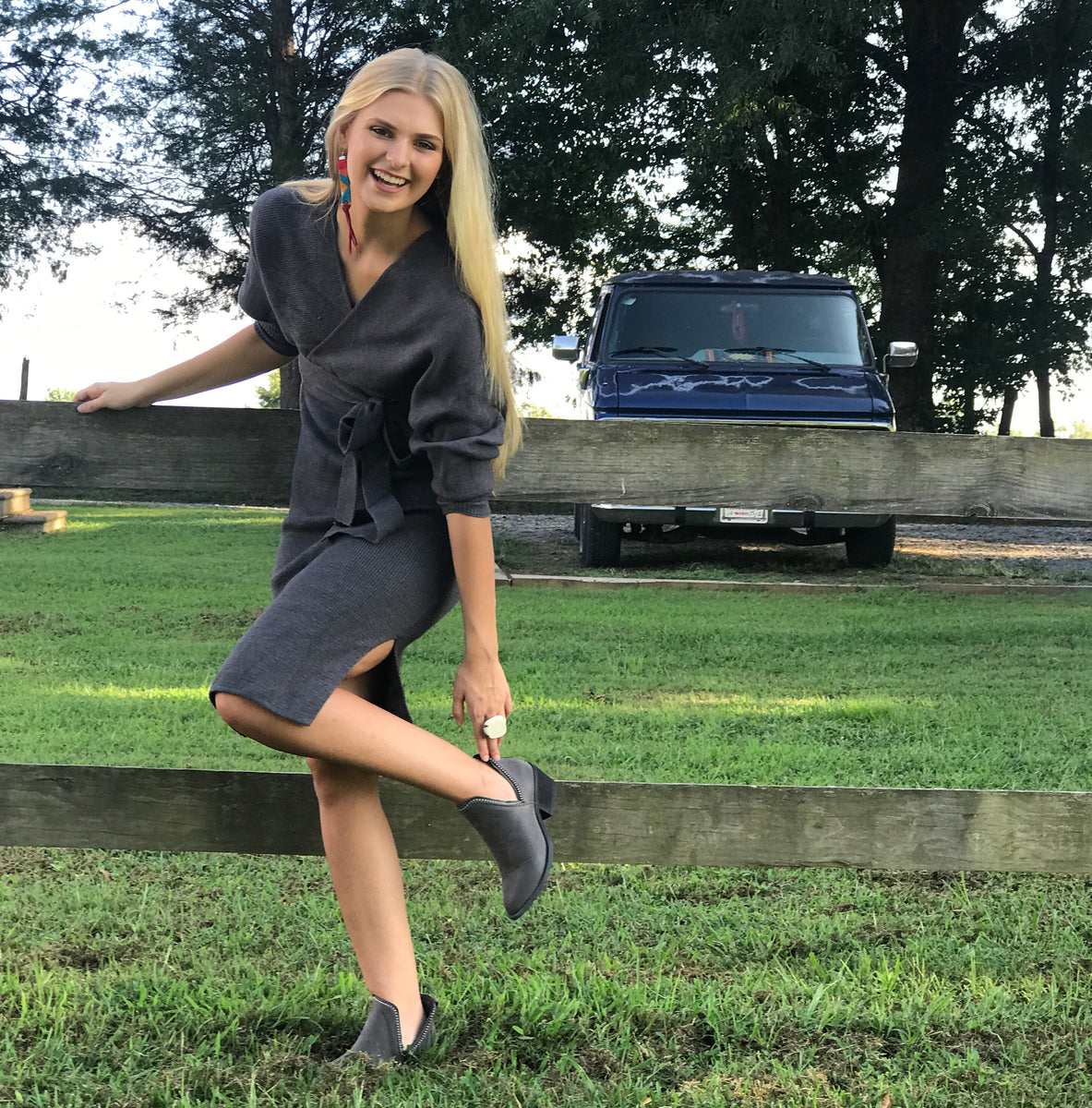 leather sweater dress TERRI | content creator | coffee and a cute fall outfit are all I need . . . . . . fall fashion. midi dress. sweater dress. leather jacket. brown leather jacket