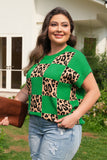 Leopard Checkered Short Sleeve PLUS Sweater