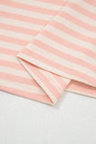 Orange Peach Stripe Contrast Loose Tee Short Set