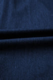 Faux Denim Calf Length Bubble Sleeve Tie Dress