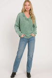 Zenana Washed Deep V-neck Oversized Sweater