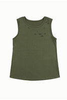 Women Distressed Holes Crew Neck Tank Top