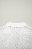 Solid Embroidered Eyelet Collared V-Neck Mini Dress