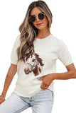 Western Horse Head Short Sleeve Sweater