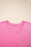 Solid V-Neck Tee and Drawstring Shorts Set