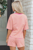 Stripe Terry Knit Top & Shorts Set