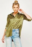 Satin Leopard Print Button Down