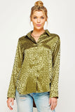 Satin Leopard Print Button Down