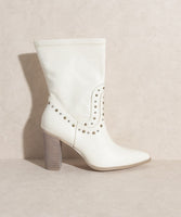 Studded Calf High Cowboy Boots