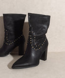 Studded Calf High Cowboy Boots