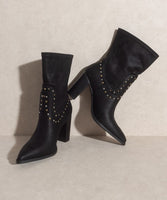 Studded Calf High Cowboy Boots