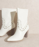 Studded Calf High Cowboy Boots