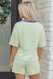 Stripe Terry Knit Top & Shorts Set