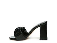 Noie Mid Block Heel Pleated Strap Sandals