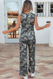 Camo Print Slim Tank Pant Suit Set