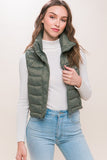 High Neck Zip Up Puffer Vest with Storage Pouch