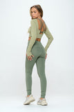 Two Tone Activewear Open Back Set