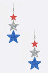 Patriot Glitter Star Drop Earrings