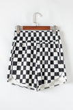Checkered High Waist Casual Shorts