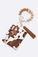 Cow Print Tassel Silicon Bracelet Card Holder