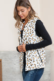 Leopard Hoodie Vest with Pockets