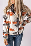 Western Aztec Snap Buttoned Fleece Jacket