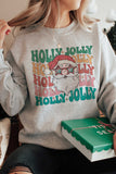 Holly Jolly Santa Crew Neck Graphic Sweatshirt