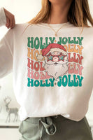 Holly Jolly Santa Crew Neck Graphic Sweatshirt