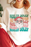 Holly Jolly Santa Crew Neck Graphic Sweatshirt