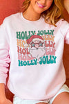 Holly Jolly Santa Crew Neck Graphic Sweatshirt