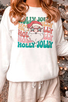 Holly Jolly Santa Crew Neck Graphic Sweatshirt