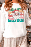 Holly Jolly Santa Crew Neck Graphic Sweatshirt