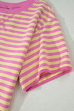 Stripe Contrast Trim Short Sleeve Top & Skirt Set