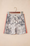 Camo Varsity Stripe Drawstring Waist Shorts