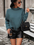 Fringe turtleneck sweater