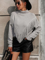 Fringe turtleneck sweater