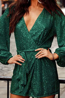 Holiday Sequin Wrap Dress