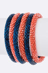 Blue Orange Roll On Beaded Bracelet Set