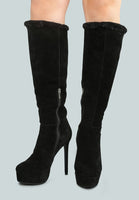 Suede Leather Knee-High Boots