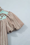 Western Pony Embroidered Gingham Puff Sleeve Blouse