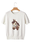 Western Horse Head Short Sleeve Sweater