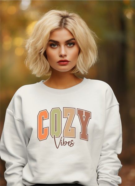 Colorful Cozy Vibes Premium Bella Canvas Crew PLUS SIZE