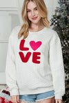 LOVE Chenille Embroidered Pullover Sweatshirt