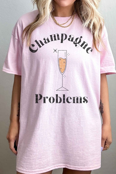 Champagne Problems Oversized Graphic Tee