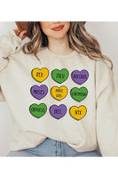 Mardi Gras Candy Heart Sweatshirt