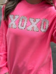 Neon Pink XOXO Glitter Patch Sweatshirt PLUS SIZE