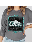 Coors Rocky Mountain Turquoise Graphic Crew Neck Sweatshirts